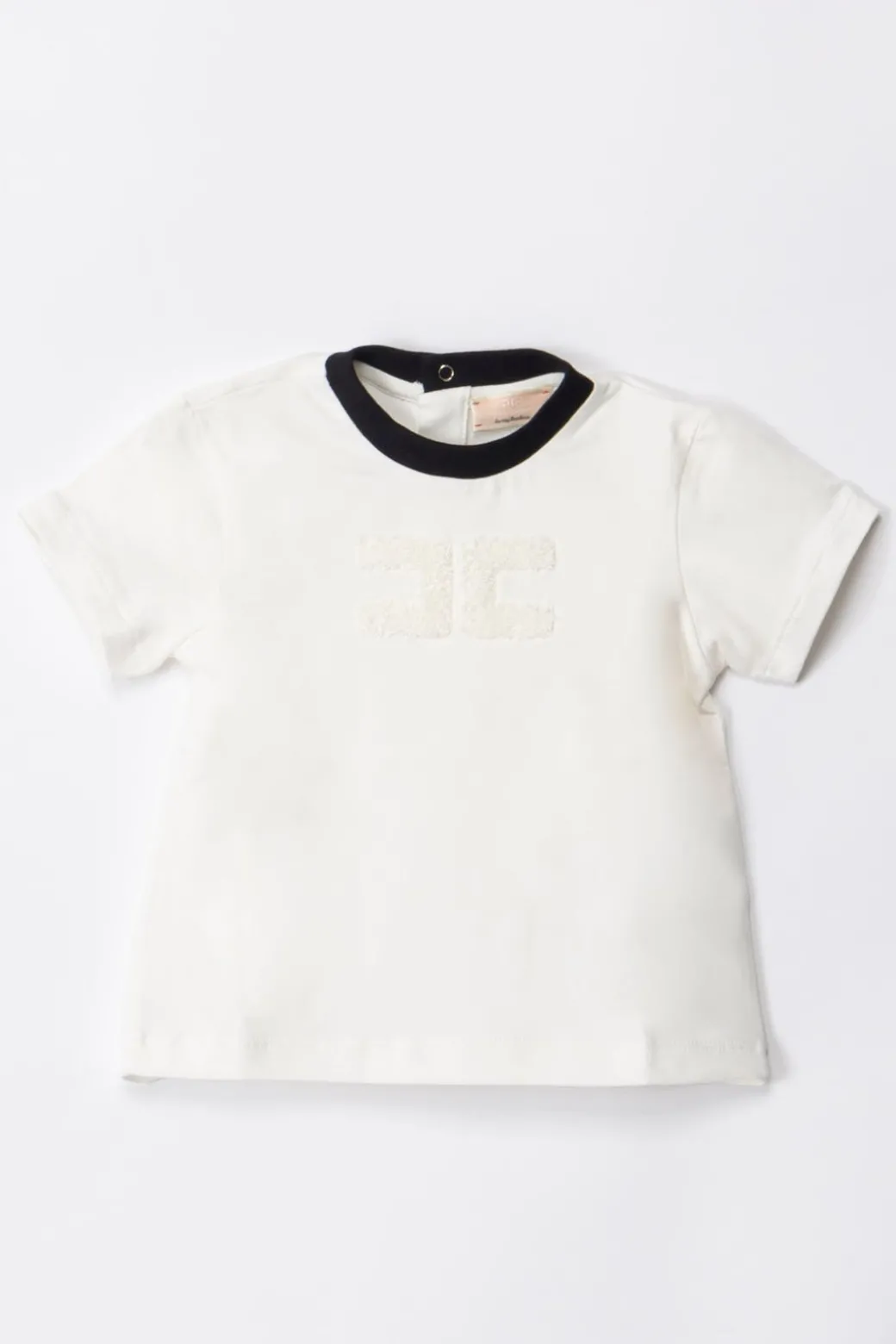 Elisabetta Franchi Bambina T-shirt con Colletto a Contrasto e LogoBLACK/IVORY