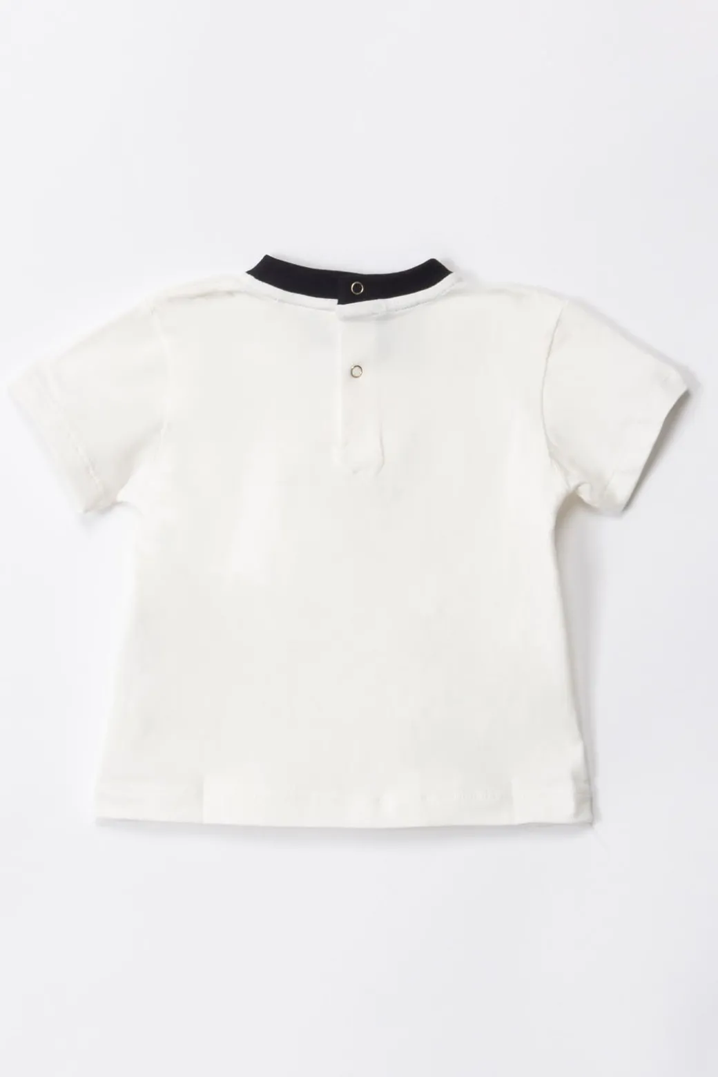 Elisabetta Franchi Bambina T-shirt con Colletto a Contrasto e LogoBLACK/IVORY