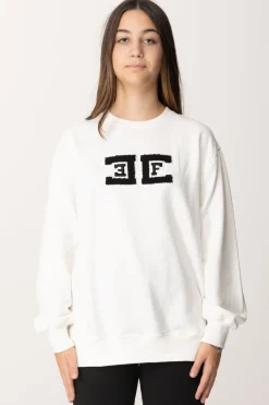 Elisabetta Franchi Bambina Felpa Over con Ricamo LogoAVORIO/RICAMO NERO