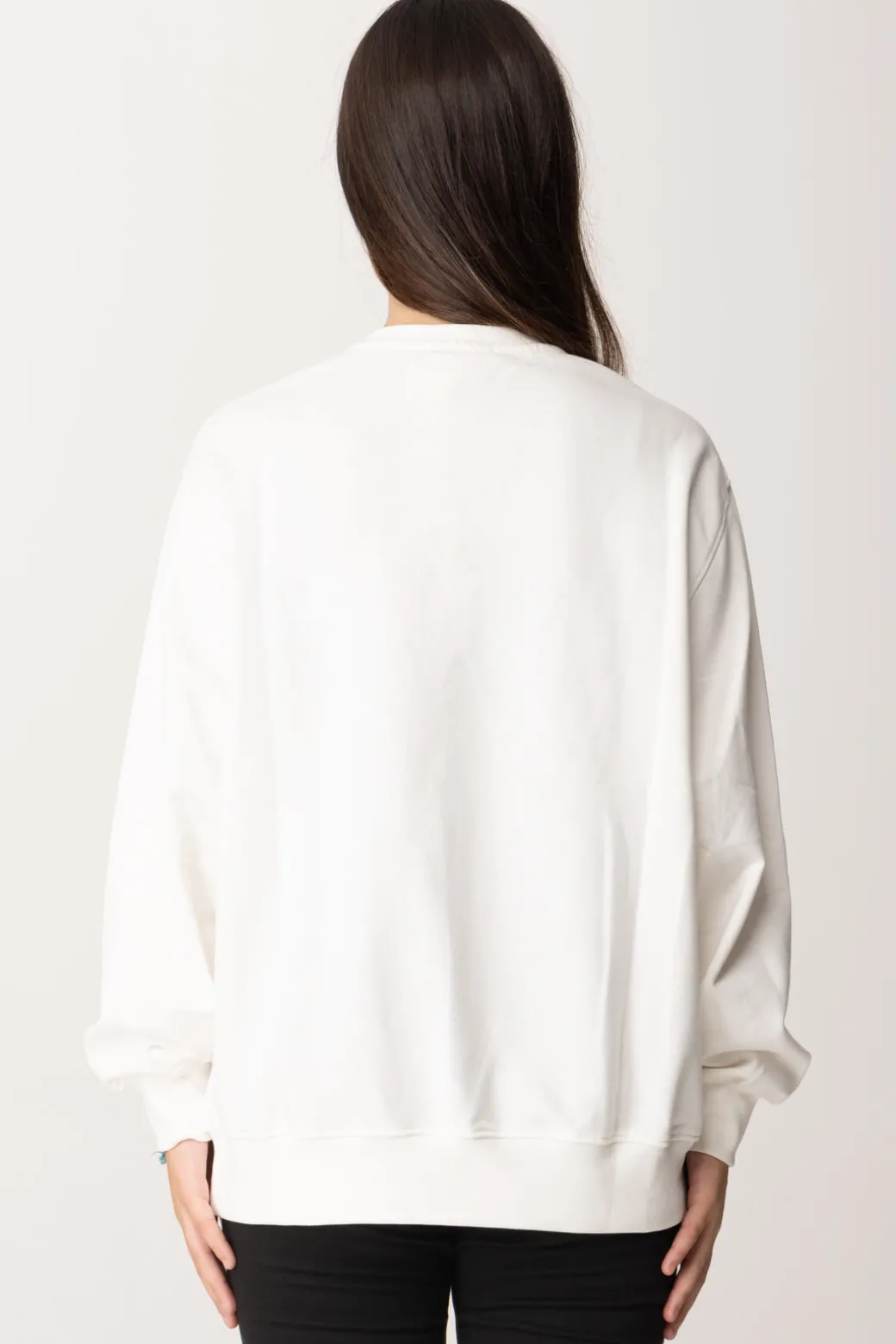 Elisabetta Franchi Bambina Felpa Over con Ricamo LogoAVORIO/RICAMO NERO