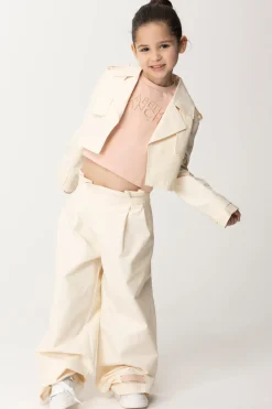 Elisabetta Franchi Bambina Giacca Crop In Canvas con Etichetta LogoBUTTER