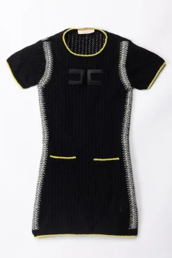 Elisabetta Franchi Bambina Abito In Maglia con RicamoBLACK/BUTTER/CEDAR