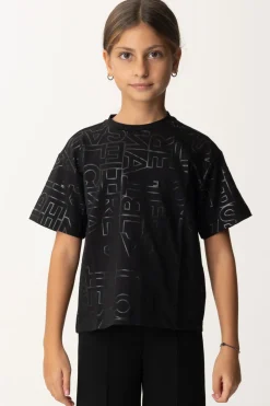 Elisabetta Franchi Bambina T-shirt con Stampa Lettering All-overNERO