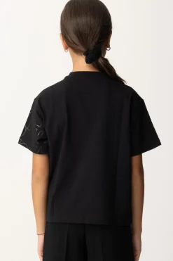 Elisabetta Franchi Bambina T-shirt con Stampa Lettering All-overNERO