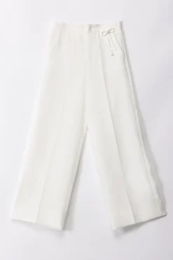 Elisabetta Franchi Bambina Pantalone In Crepe con Fiocco e StrassLIGHT CREAM