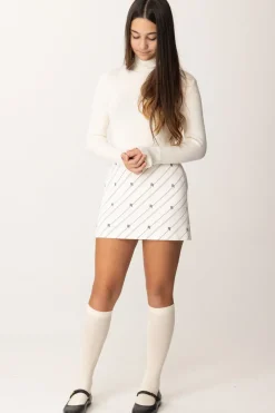 Elisabetta Franchi Bambina Minigonna In Crepe con Stampa RigheBURRO/NERO