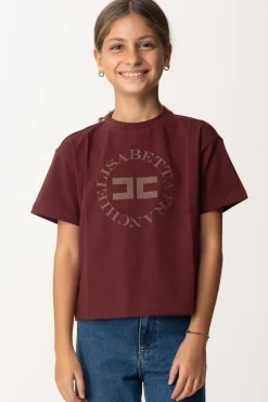Elisabetta Franchi Bambina T-shirt con Stampa Logo e LetteringROUGE NOIR
