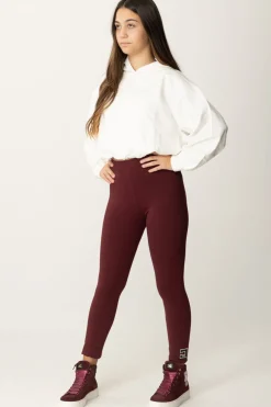 Elisabetta Franchi Bambina Leggings In Jersey con Ricamo Logo CcROUGE NOIR/NAVY-BURRO