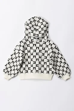 Elisabetta Franchi Bambina Felpa con Cappuccio e Stampa Logo CubicoBUTTER/BLACK