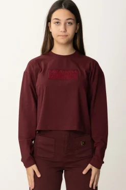 Elisabetta Franchi Bambina T-shirt Crop con Manica Lunga con LogoROUGE NOIR