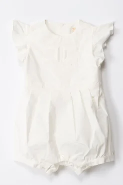 Elisabetta Franchi Bambina Pagliaccetto In Cotone con Logo EmbossedLIGHT CREAM