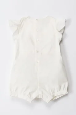 Elisabetta Franchi Bambina Pagliaccetto In Cotone con Logo EmbossedLIGHT CREAM