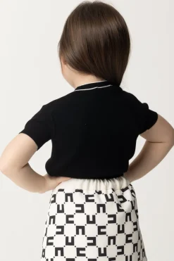 Elisabetta Franchi Bambina T-shirt Tricot con Girocollo LogatoBLACK/BUTTER