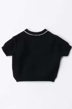 Elisabetta Franchi Bambina T-shirt Tricot con Girocollo LogatoBLACK/BUTTER