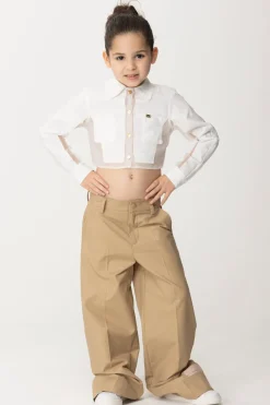 Elisabetta Franchi Bambina Camicia Crop con TrasparenzeLIGHT CREAM