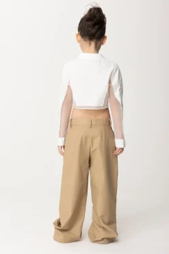 Elisabetta Franchi Bambina Camicia Crop con TrasparenzeLIGHT CREAM