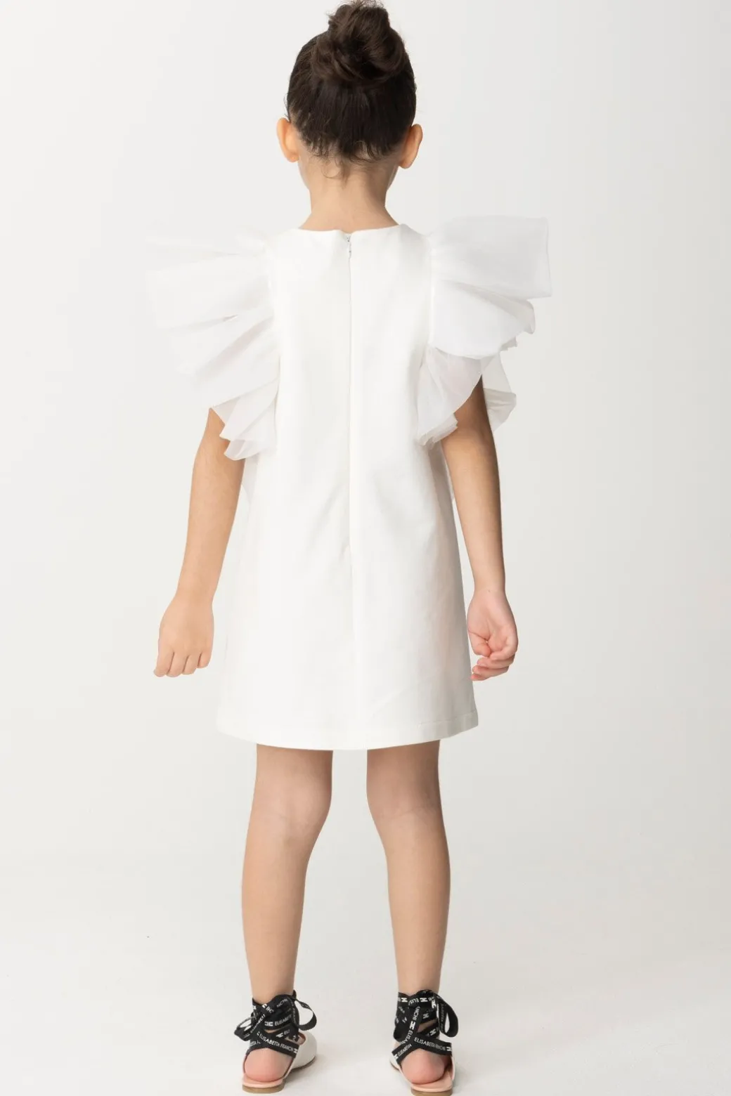 Elisabetta Franchi Bambina Abito con Maniche In TulleLIGHT CREAM