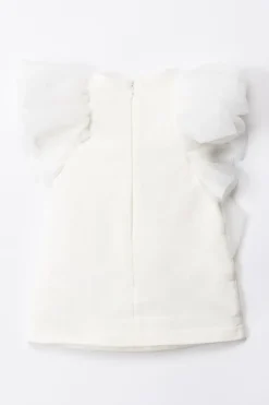 Elisabetta Franchi Bambina Abito con Maniche In TulleLIGHT CREAM