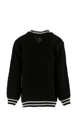 Elisabetta Franchi Bambina Cardigan In Lana Merinos con Ricamo LogoNERO-BURRO