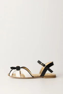 Elisabetta Franchi Bambina Sandali Flat con FiocchettoBUTTER/BLACK