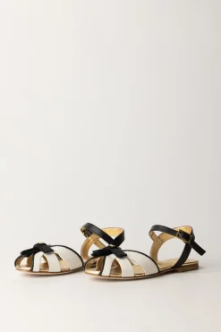 Elisabetta Franchi Bambina Sandali Flat con FiocchettoBUTTER/BLACK