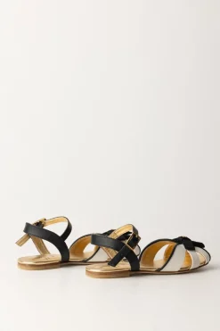 Elisabetta Franchi Bambina Sandali Flat con FiocchettoBUTTER/BLACK