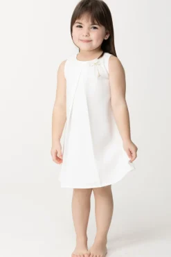 Elisabetta Franchi Bambina Abito Smanicato con Ricamo FioccoLIGHT CREAM