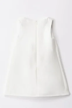 Elisabetta Franchi Bambina Abito Smanicato con Ricamo FioccoLIGHT CREAM