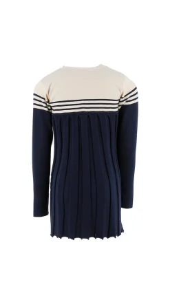 Elisabetta Franchi Bambina Abito Bicolore In Maglia Di Viscosa con LogoNAVY/BURRO