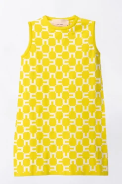 Elisabetta Franchi Bambina Abito In Maglia Stampa LogoCEDAR/BUTTER