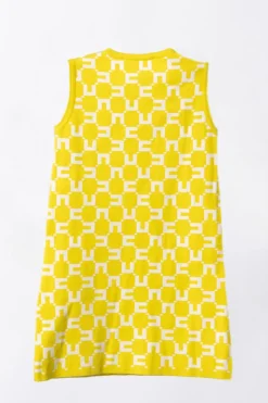 Elisabetta Franchi Bambina Abito In Maglia Stampa LogoCEDAR/BUTTER