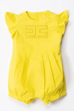 Elisabetta Franchi Bambina Pagliaccetto In Cotone con Logo EmbossedCEDAR