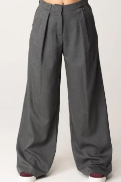 Elisabetta Franchi Bambina Pantaloni In Lana Wide Leg con PincesSTEEL