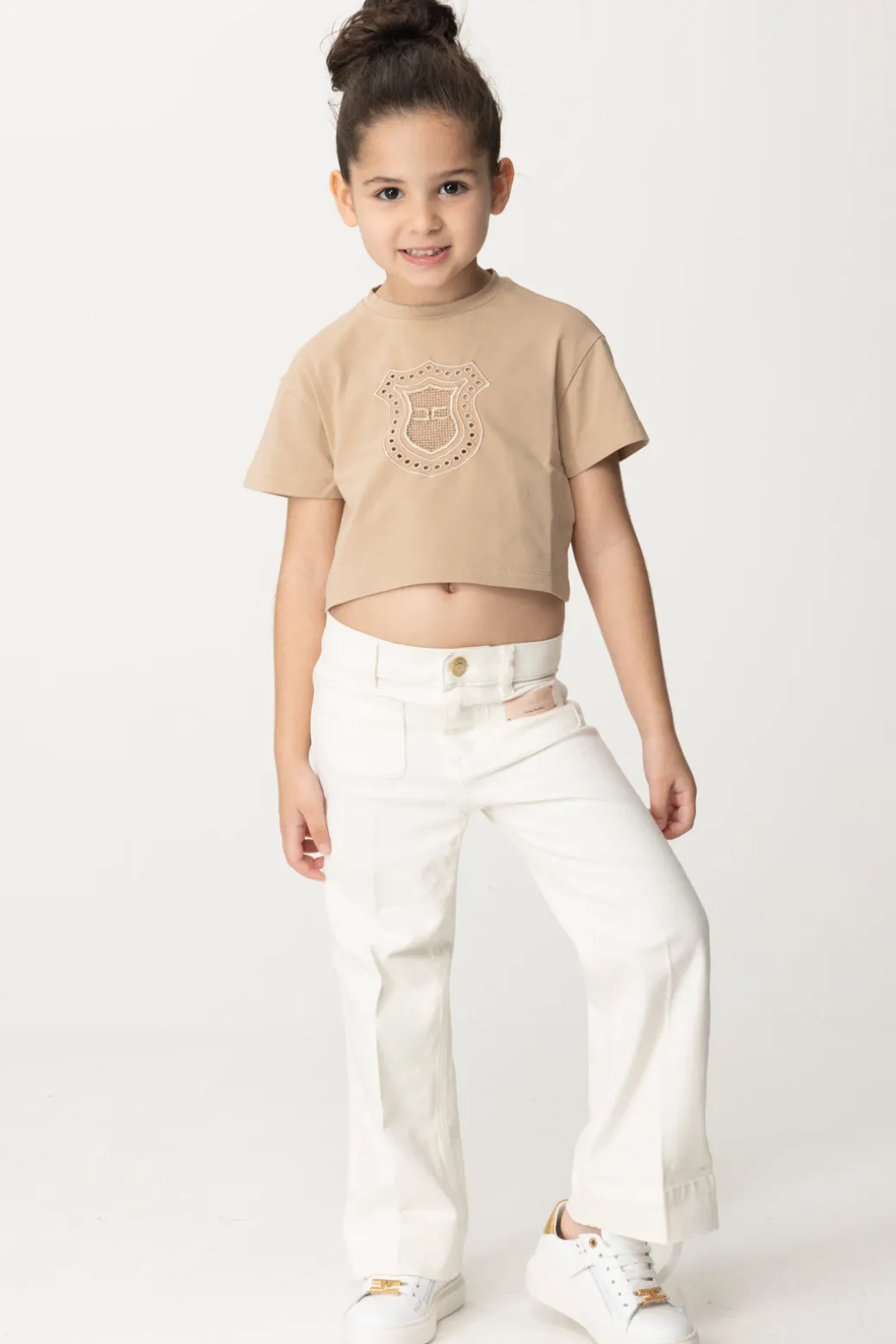 Elisabetta Franchi Bambina T-shirt con Ricamo StemmaSAND