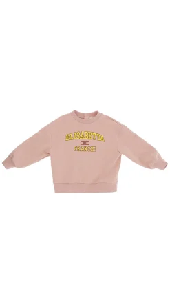 Elisabetta Franchi Bambina Felpa Over con Ricamo Logo CollegePOWDER PINK/RICAMO MIMOSA-BLUSH