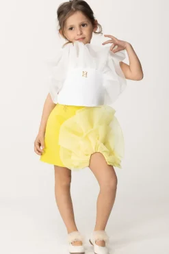 Elisabetta Franchi Bambina Top con Dettaglio In OrganzaLIGHT CREAM