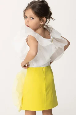 Elisabetta Franchi Bambina Top con Dettaglio In OrganzaLIGHT CREAM