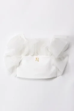 Elisabetta Franchi Bambina Top con Dettaglio In OrganzaLIGHT CREAM