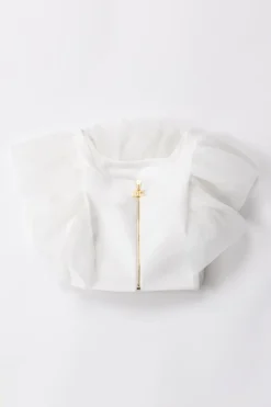 Elisabetta Franchi Bambina Top con Dettaglio In OrganzaLIGHT CREAM