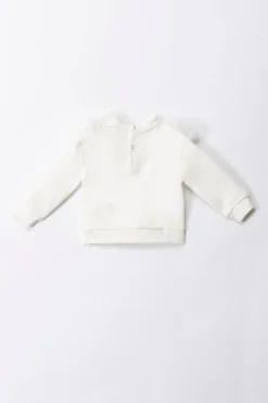 Elisabetta Franchi Bambina Felpa con Inserto In TulleLIGHT CREAM