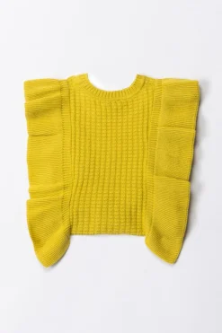 Elisabetta Franchi Bambina Maglia Tricot con Logo e VolantCEDAR/IVORY