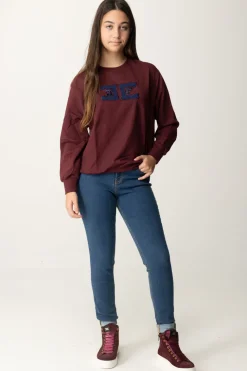 Elisabetta Franchi Bambina Felpa Over con Ricamo LogoROUGE NOIR / NAVY