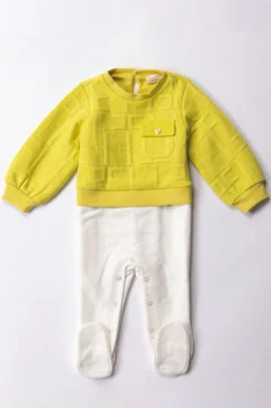 Elisabetta Franchi Bambina Tutina In Felpa con Logo EmbossedCEDAR/IVORY