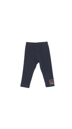 Elisabetta Franchi Bambina Leggings con Ricamo Logo CcNAVY/ROUGE NOIR-BURRO