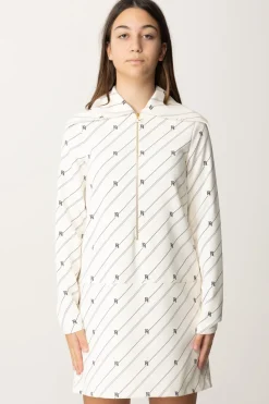 Elisabetta Franchi Bambina Abito In Crepe Stampa Righe e LoghiBURRO/NERO