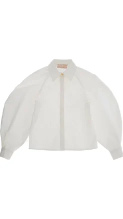 Elisabetta Franchi Bambina Camicia In Popeline con Maniche BalloonPANNA CHIARO