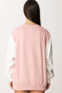Elisabetta Franchi Bambina Felpa Oversize con Stampa Logo In Stile CollegePOWDER PINK/AVORIO/RIC