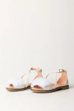 Elisabetta Franchi Bambina Sandali Flat con TulleWHITE