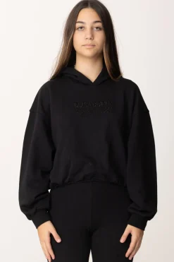 Elisabetta Franchi Bambina Felpa Crop con Ricamo LogoNERO