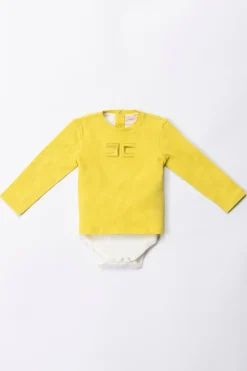 Elisabetta Franchi Bambina Completo Body e Leggings Logo EmbossedCEDAR/IVORY